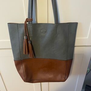 Seven Days Two-Tone Gray and Brown Tote Bag